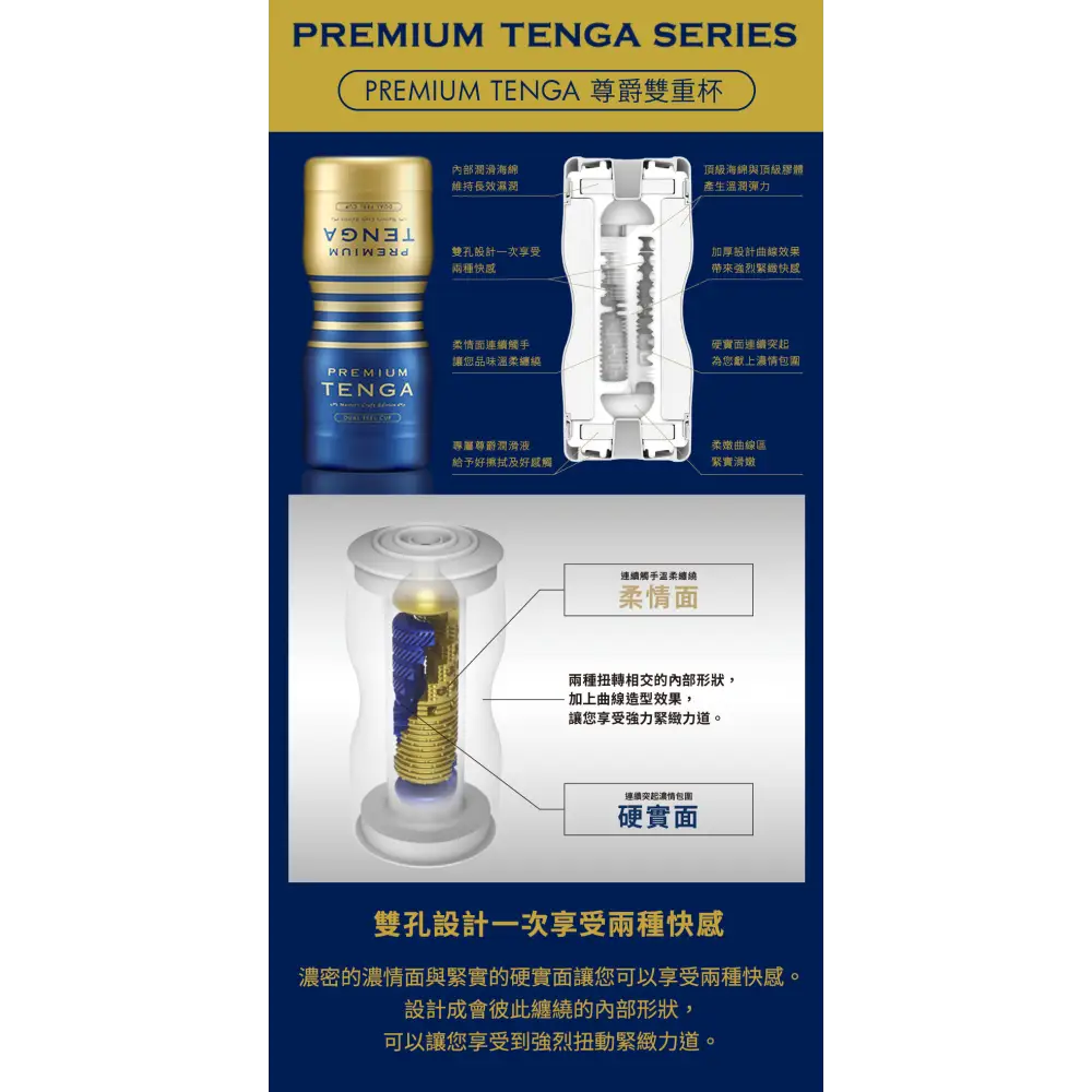 TENGA • ㊚ 【PREMIUM 標準】TENGA DUAL FEEL CUP 雙洞型 飛機杯 第二代 |